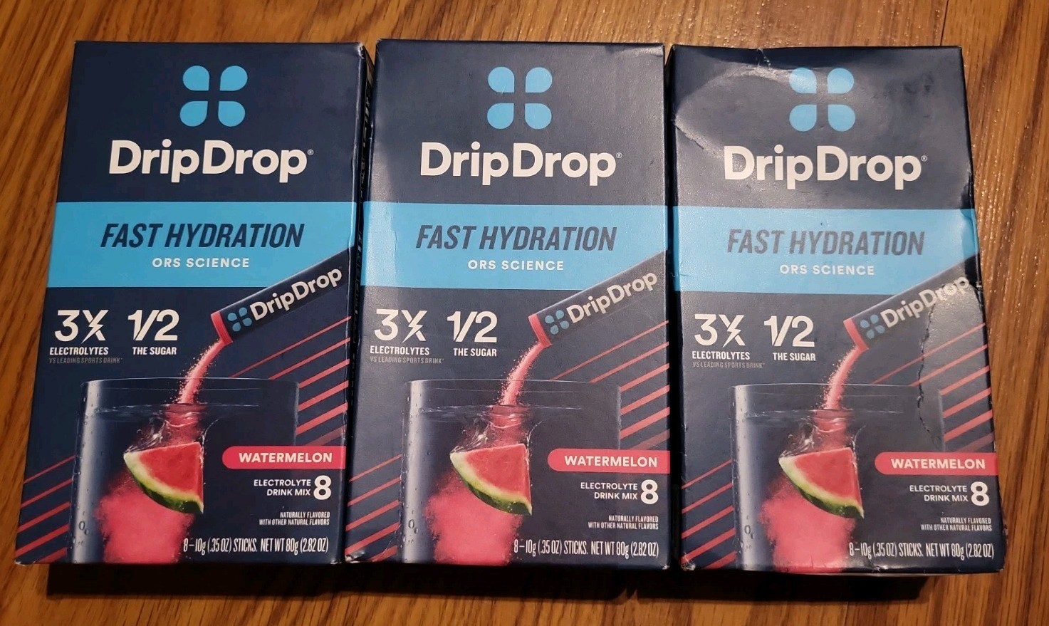 (3) Drip Drop Fast Hydration Watermelon (8 Packets Each) ~EXP: 9/29 ●READ
