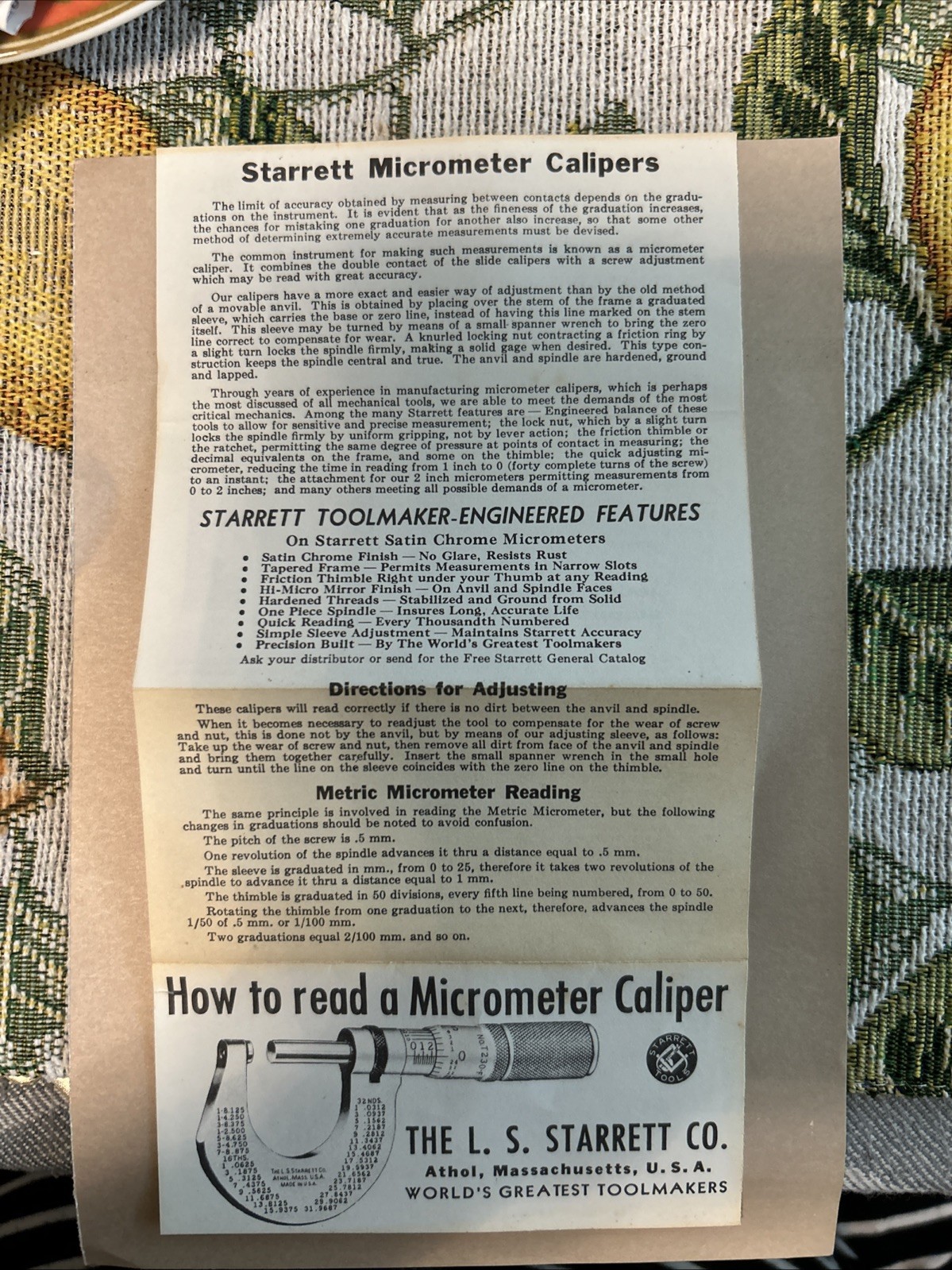 Starrett outside micrometer 230P