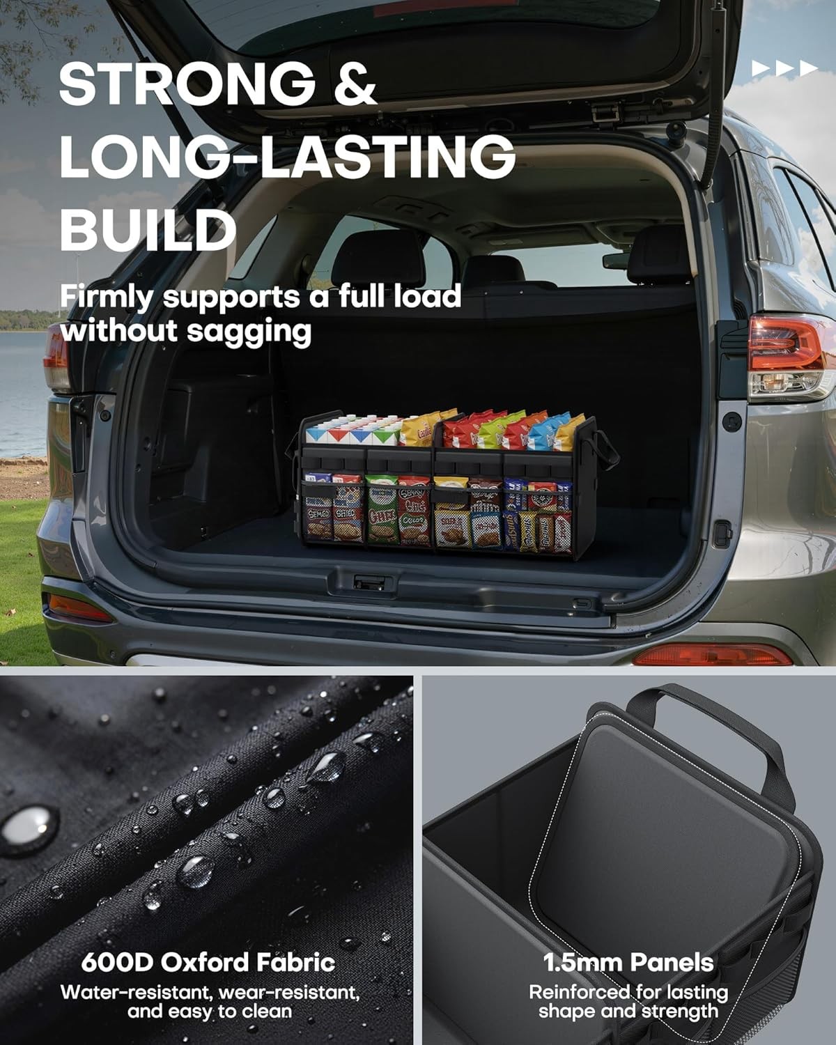 HOTOR Tactical Car Trunk Organizer - Foldable Trunk Organizer for SUV with Front