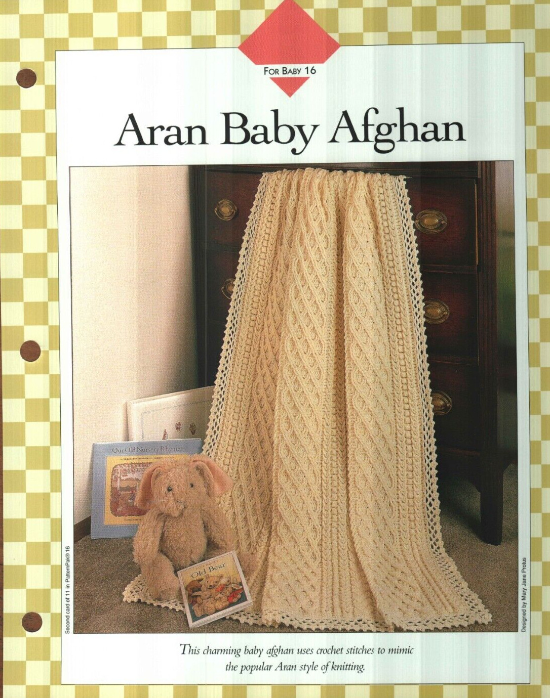 NEW ARAN BABY AFGHAN NURSERY DECOR VANNA'S CLUB CROCHET PATTERN INSTRUCTIONS