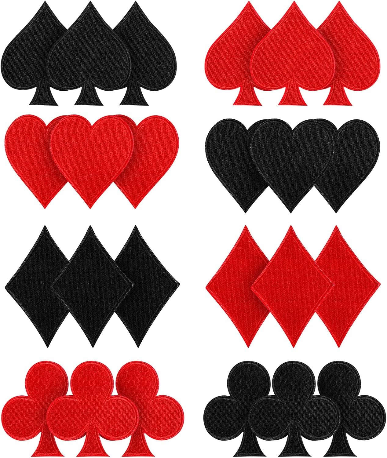 24 Pcs Halloween Iron on Patches Playing Cards Patch Gaming Iron on Red Black