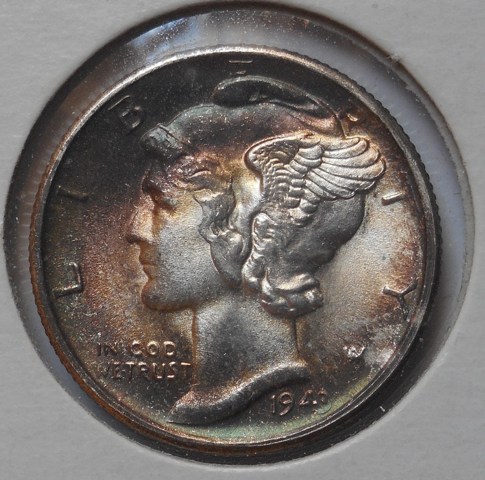 1943-s . Mercury Dime . Gem+/Superb BU . Toner