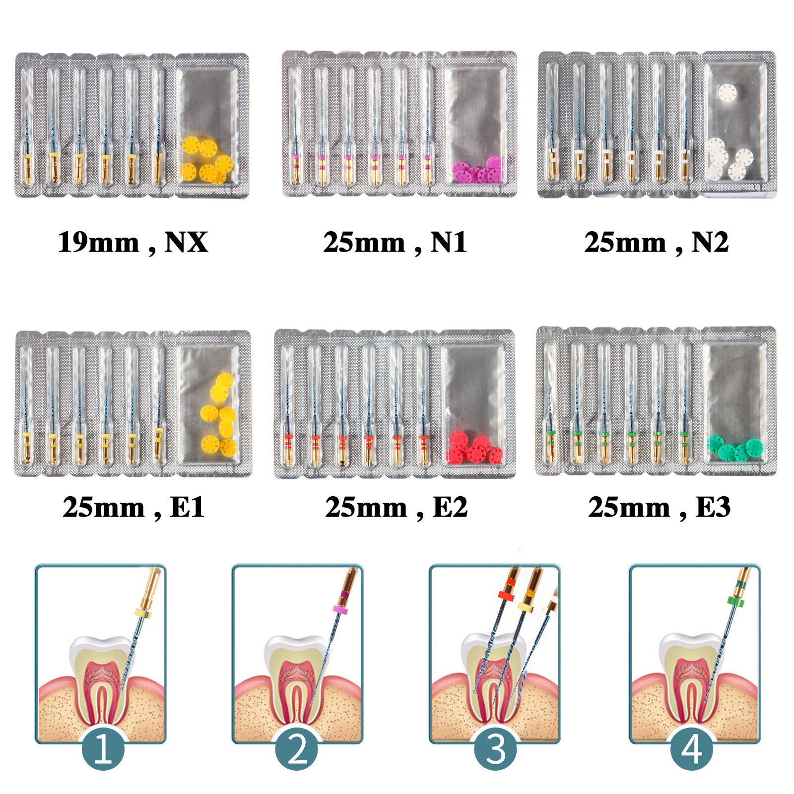 1-10*Dental Taper NITI Endo Rotary Files 6pcs Endodontic Files NX-E3 25mm SA
