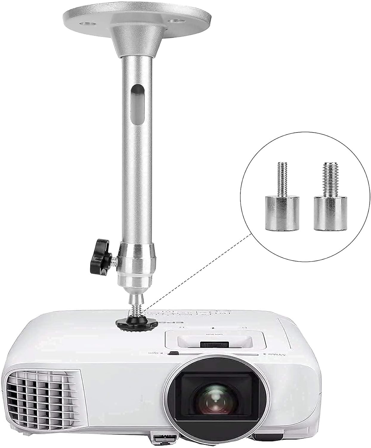 Mini Ceiling Wall Projector Mount Stand Compatible with QKK, Upright, Silver