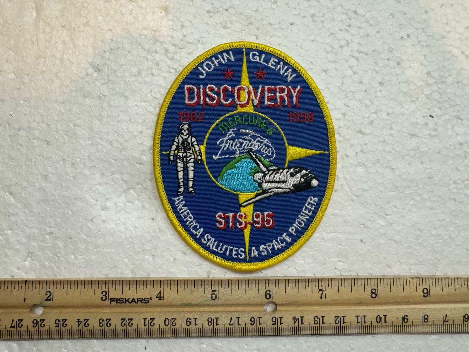 Vintage NASA Space Shuttle Patch - STS-95 Discovery - John Glenn 1998