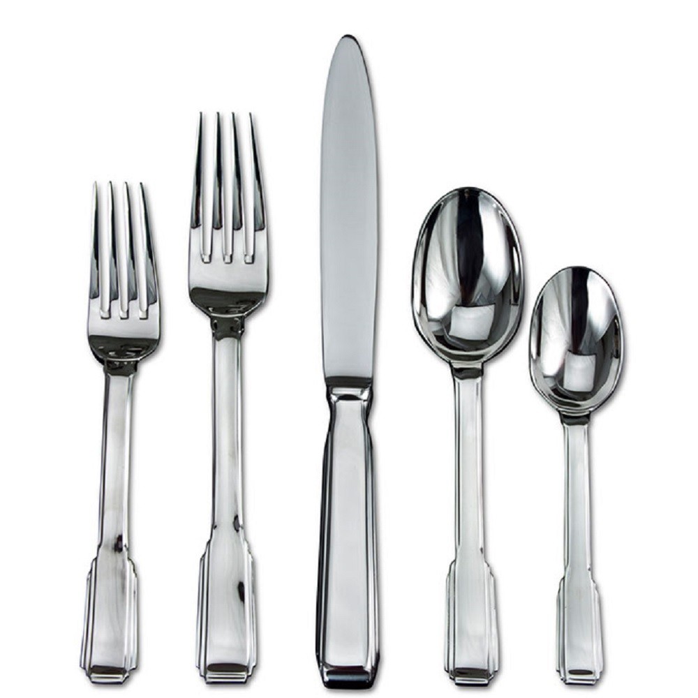 Ricci Argentieri Art Deco 18/10 Stainless 5pc. Place Setting