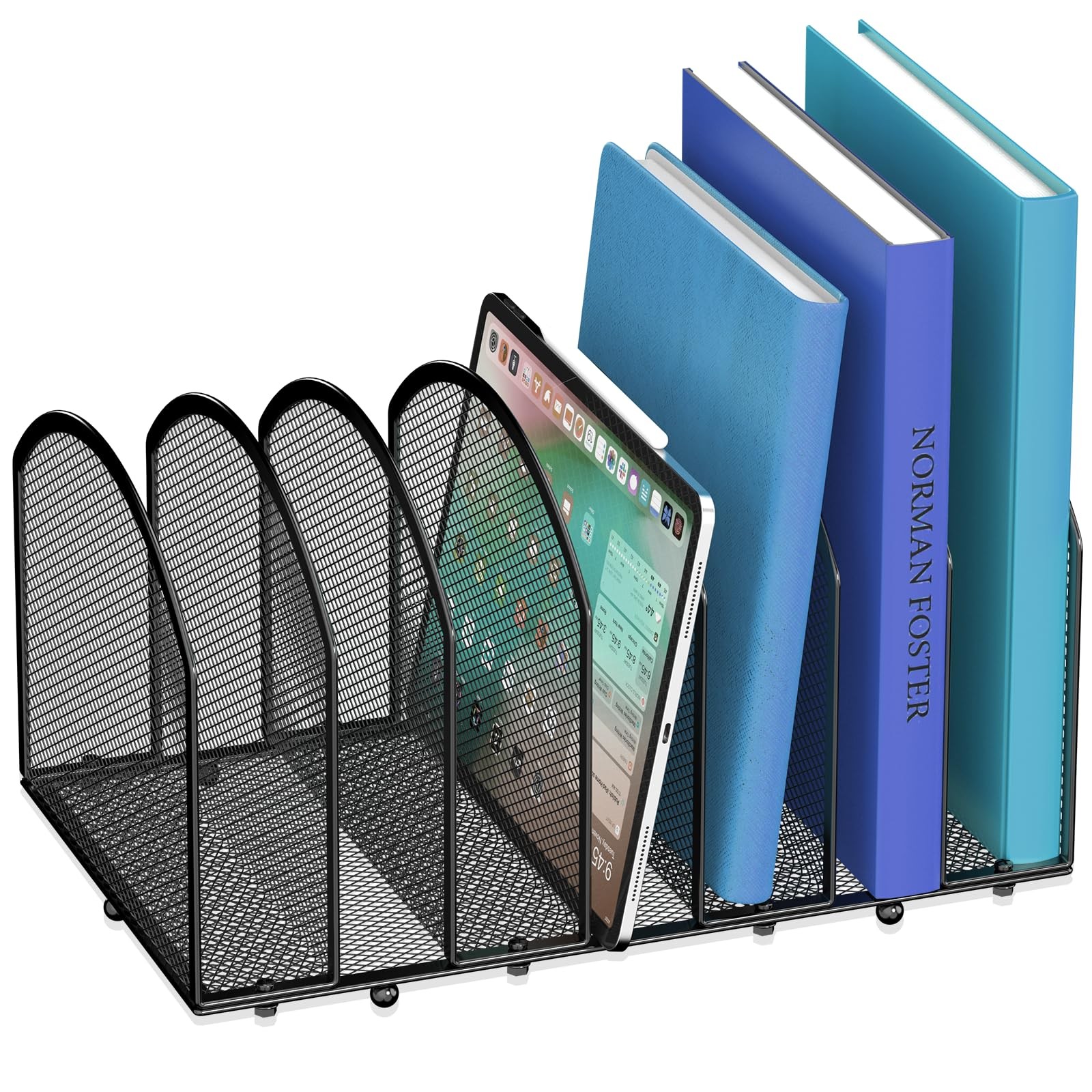 Gawerk 7-Section Desk File Organizer, Mesh Desktop Sorter 1 Pack, Black