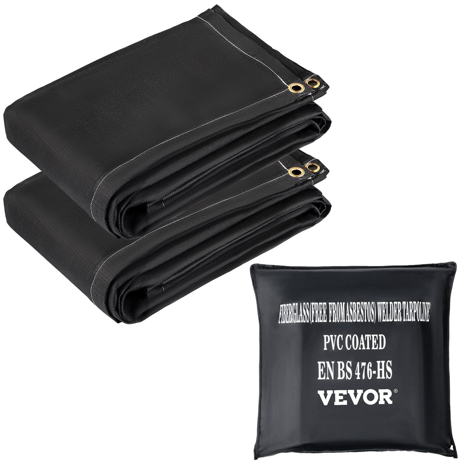 2-Pack 6 x 10ft Fire Blankets 1022°F Flame Retardant with 8 Brass Grommets