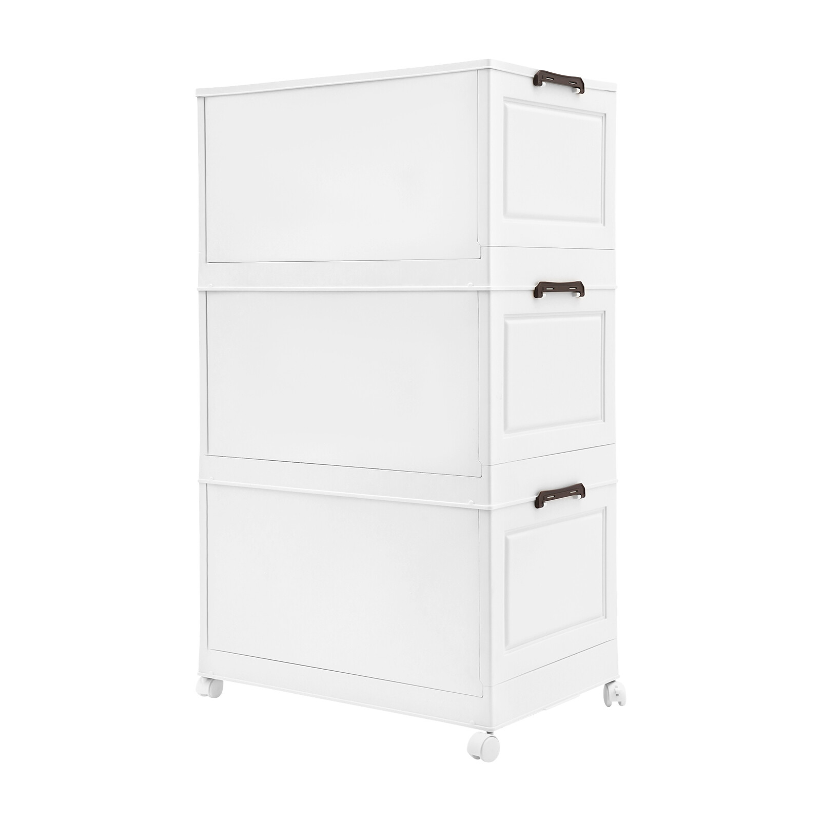 3PCS Foldable Storage Cabinets, Stackable Storage Containers w/ Wheels