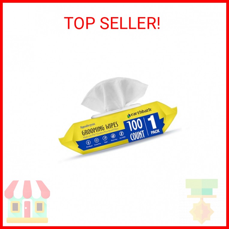 earthbath Dog Grooming Wipes - Dog Wipes for Paws and Butt, Pet Wipes for Dogs &