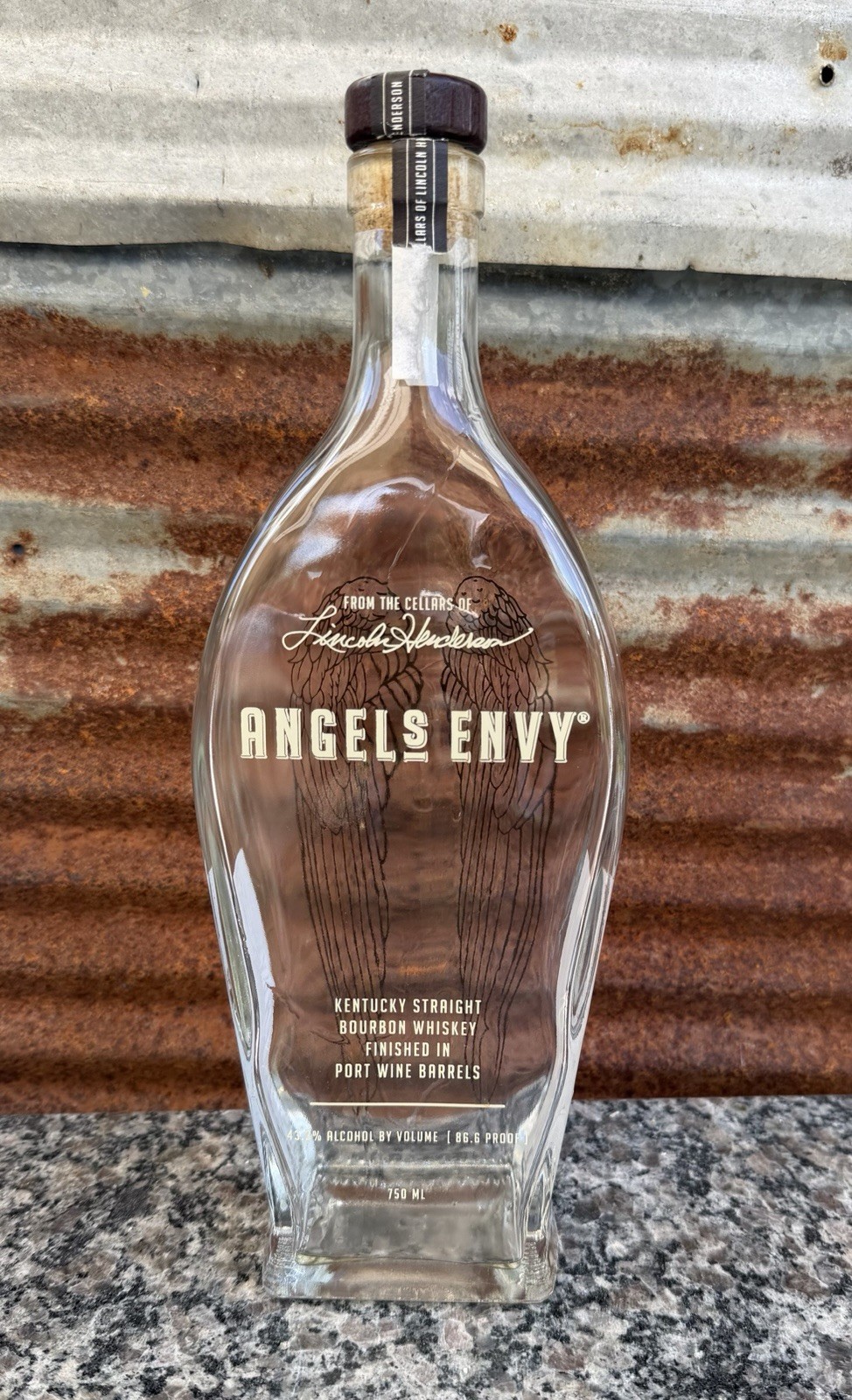 Empty Angels Envy Bourbon Bottle with Cork Wings 750 ml for Craft or Decor