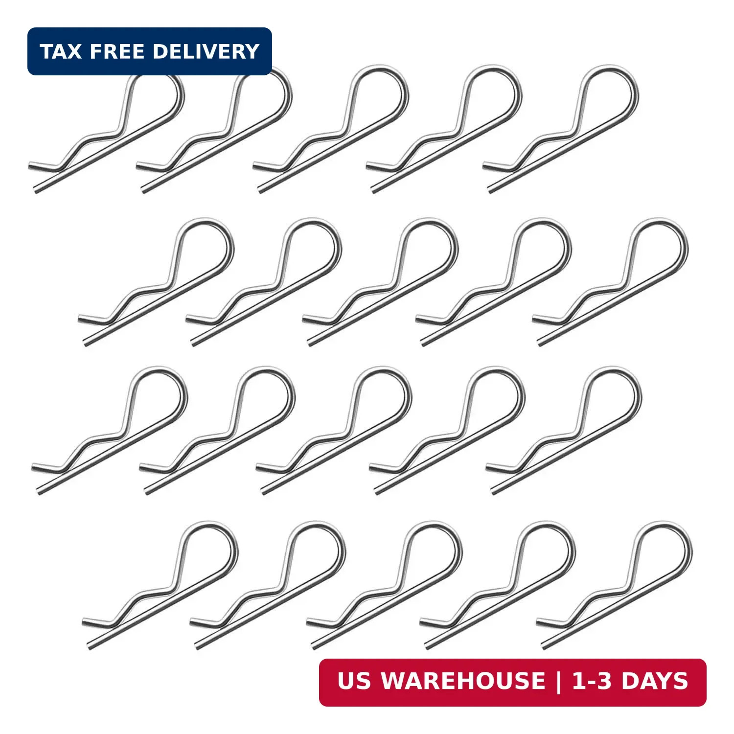 20Pcs Cotter Pins R Clips Hardware Pins, Heavy Duty Zinc Plated Cotter Pin Hairp