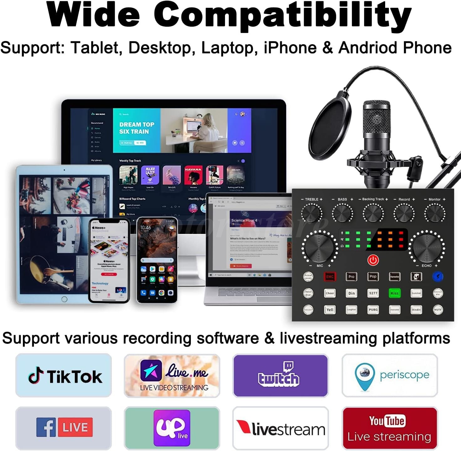 Professional Condenser Microphone Kit Complete Set For Podcast Studio Recording
