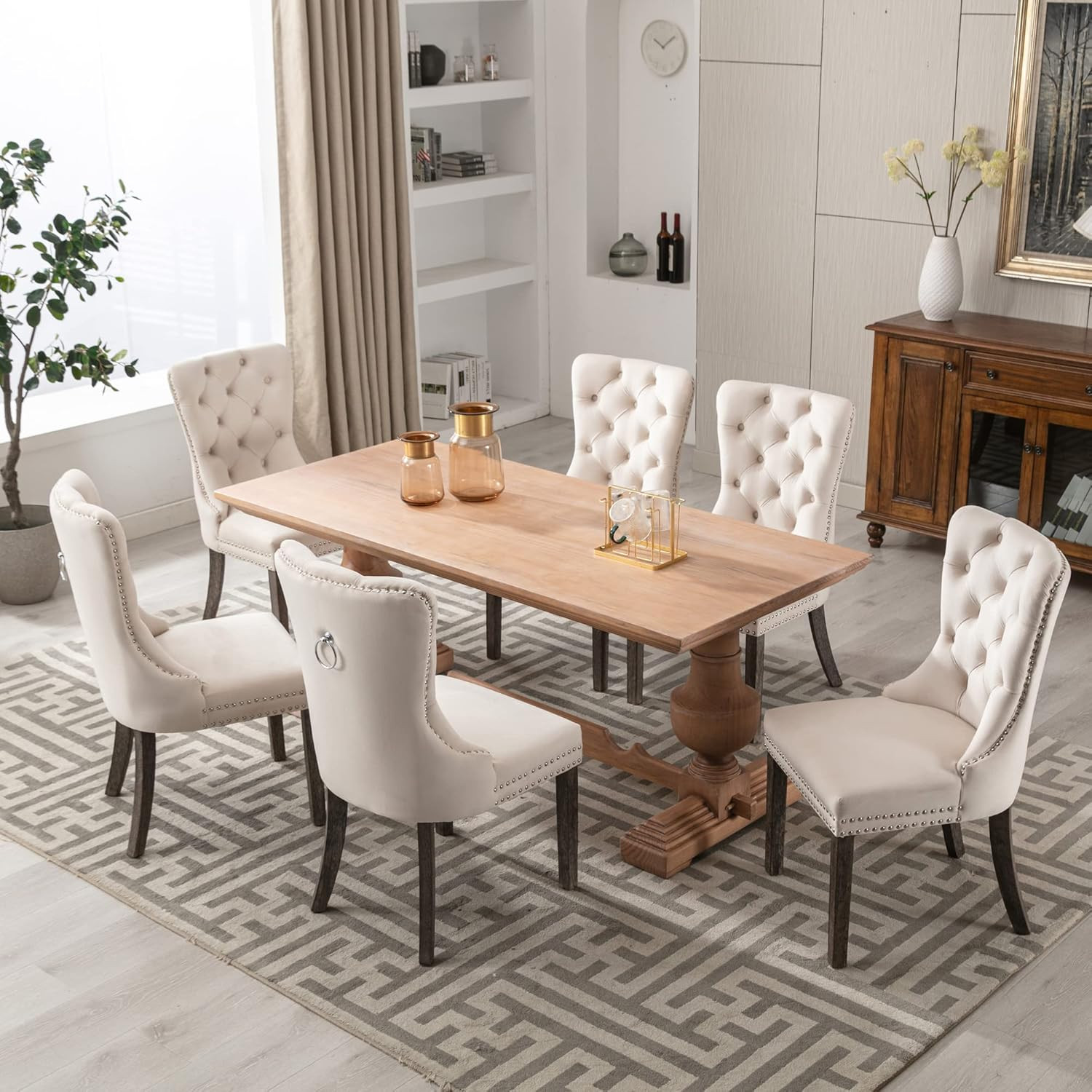 KCC Velvet Dining Chairs Set of 4, Upholstered High-End Tufted Dining Room Chair