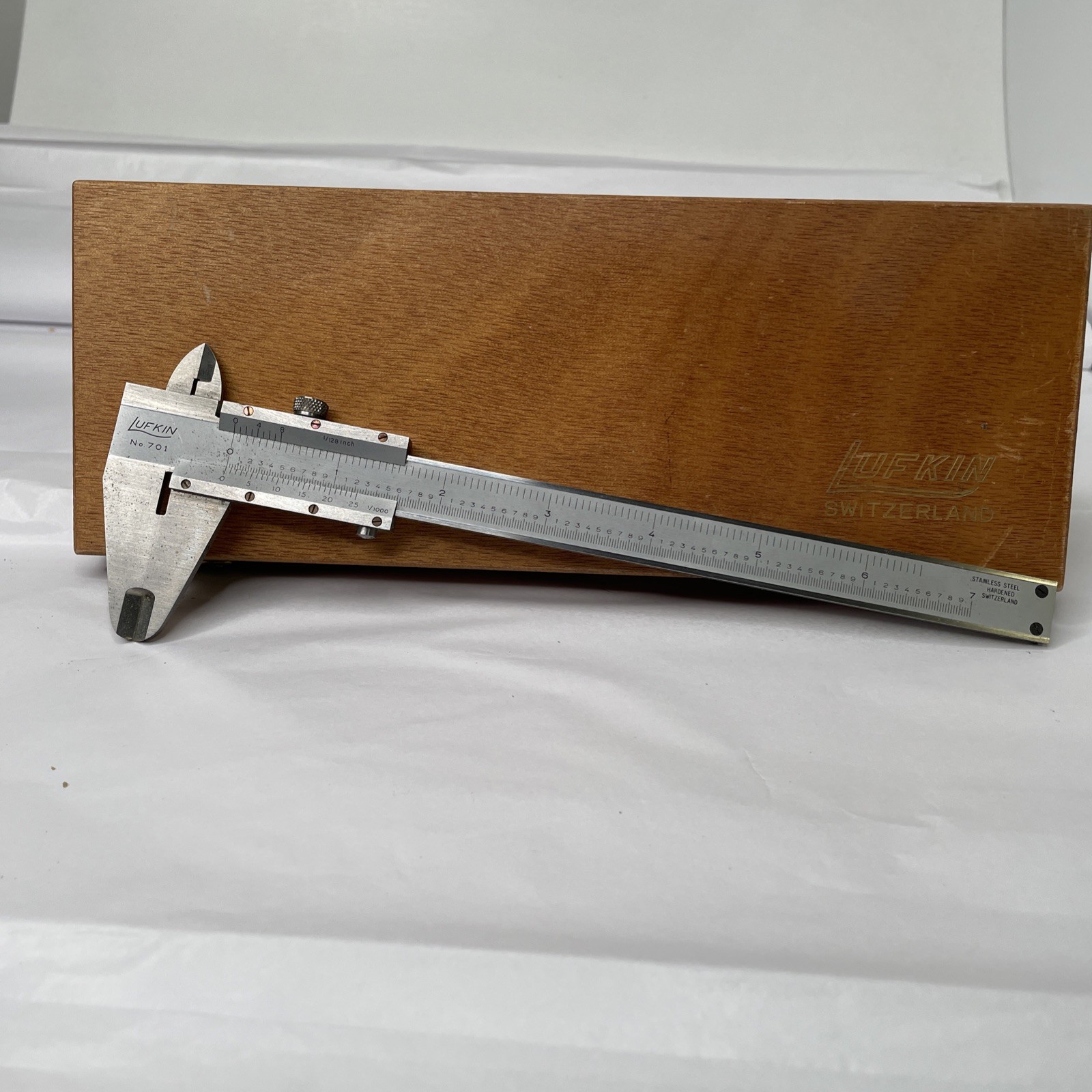 LUFKIN No. 701 Machinists 6" Vernier Calipers, Satin Chrome Finish, Swiss Made