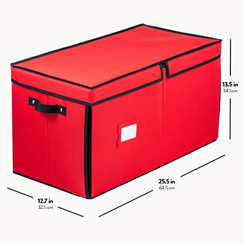 Premium Large Christmas Ornament storage Box, with Side Open, 128 count Red
