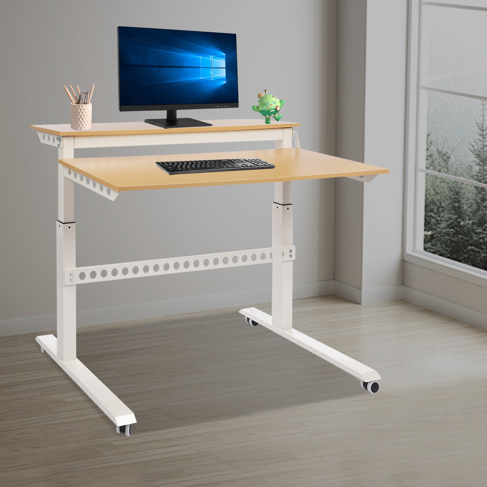 Home Office Height Adjustable Standing Desk Computer Desk w/ Wheels 47"x 28.5"