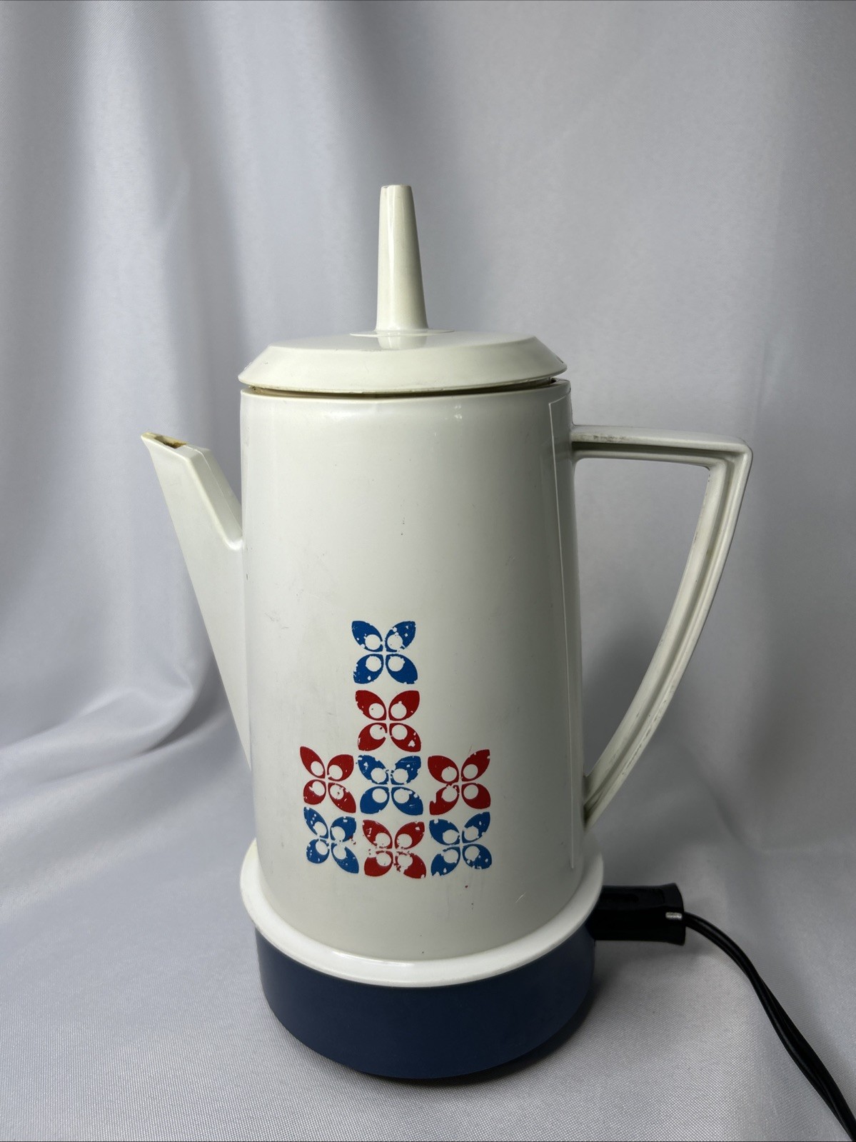 1970’s Retro Poly Perk RegalWare 4-8 Cup Coffee Percolator Red White Blue Tested