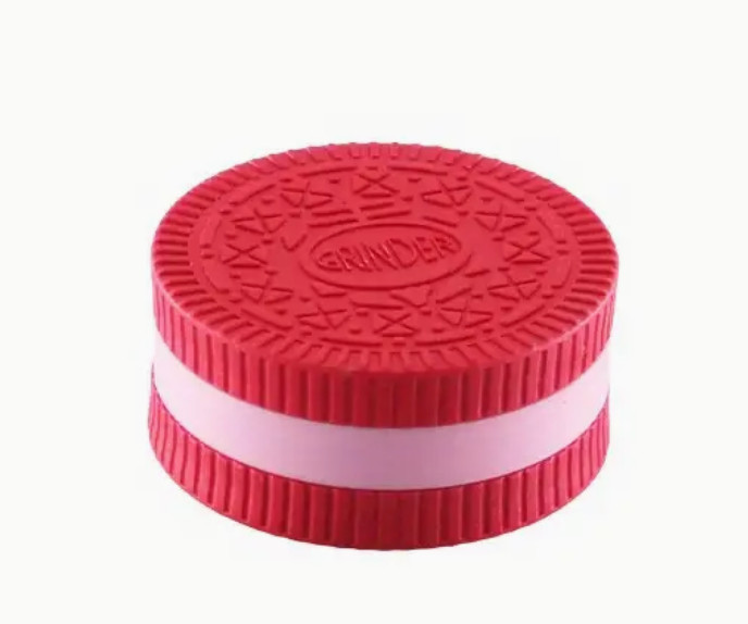 Cookie Biscuit 2 Piece Biodegradable Spice Crusher Tobacco Herb Grinder - Red