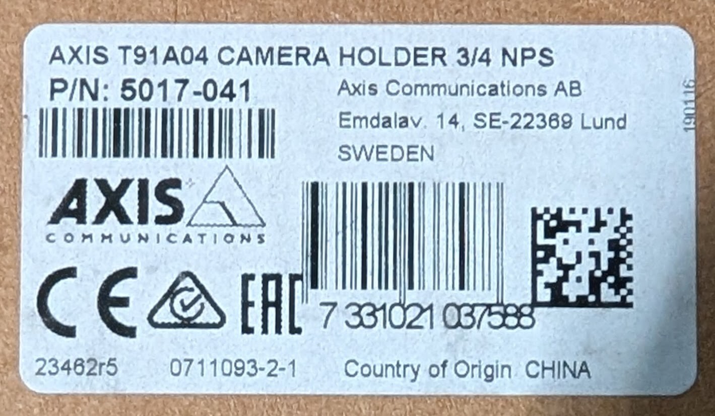 Axis T91A04 Camera Holder 3/4" NPS 5017-041 MANY AVAILABLE - SAME DAY SHIPPING