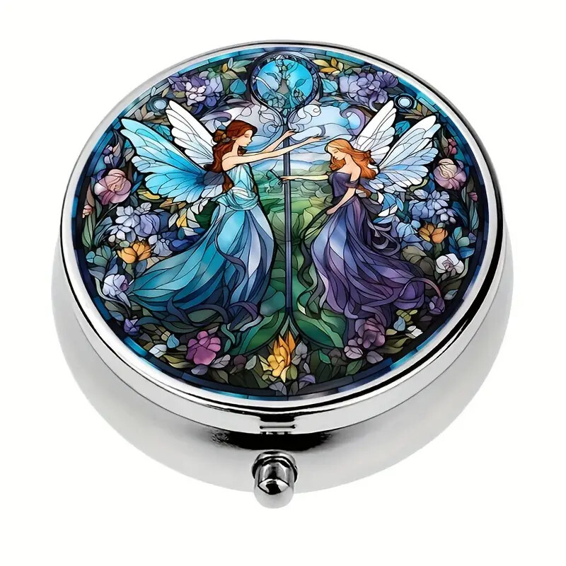 Mini Decorative Metal Round Pill Box, 3 Compartment Mini Decorative Pocket Size