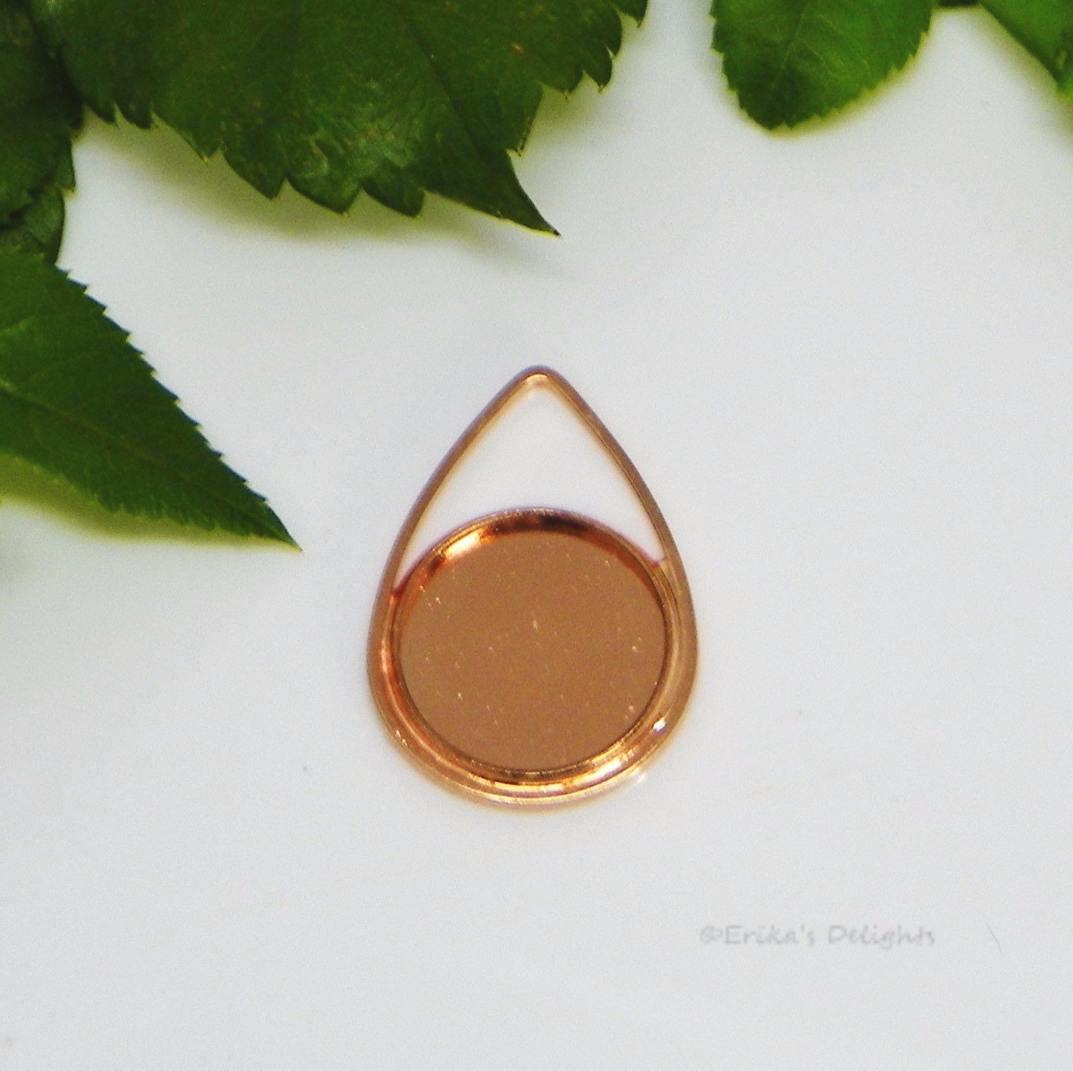 (12mm - 20mm) Round Dark Rose Gold Plated Teardrop Cabochon (Cab) Drop Setting