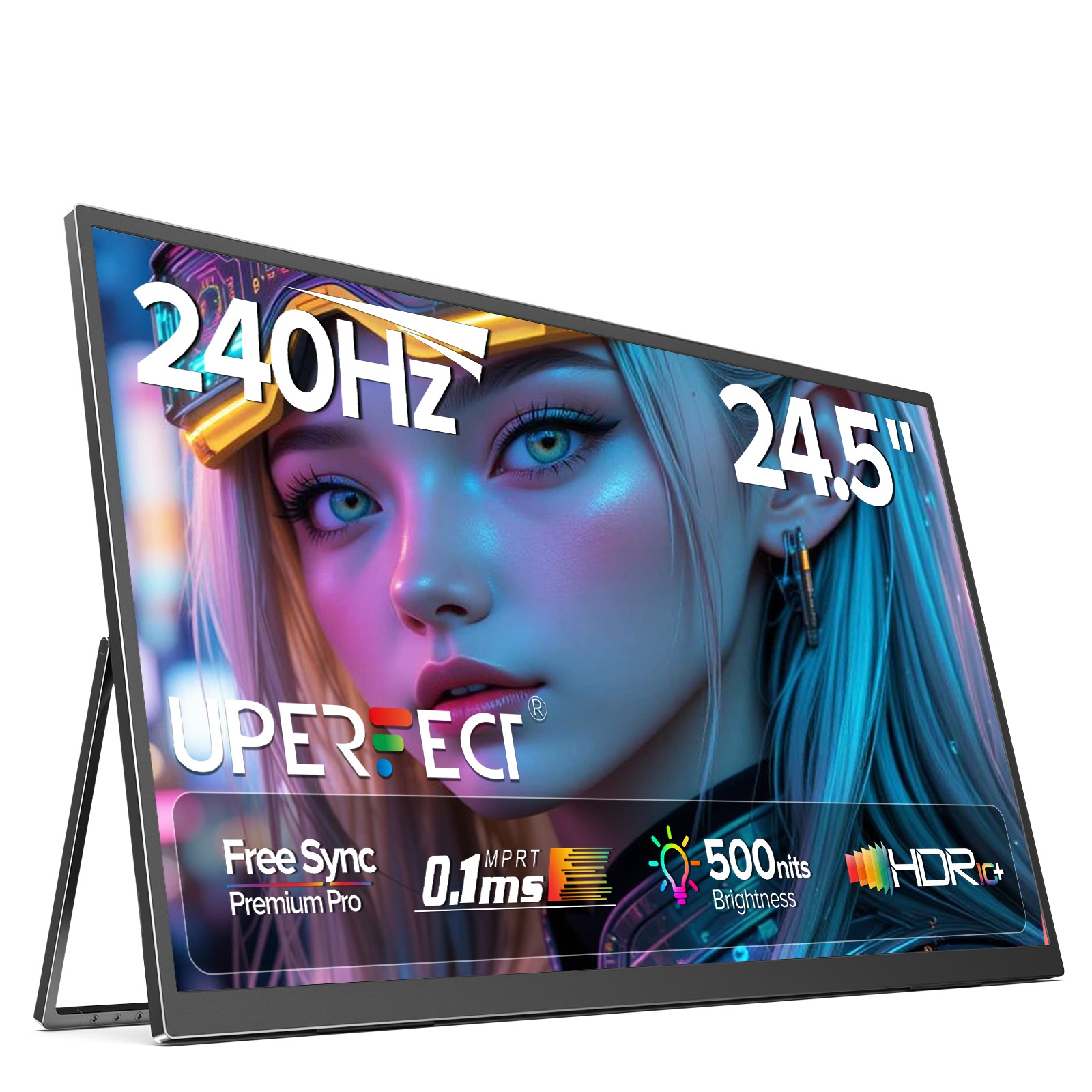 UPERFECT 24.5" 240Hz Portable Gaming Monitor 1080P FHD 1200:1 Contrast FreeSync
