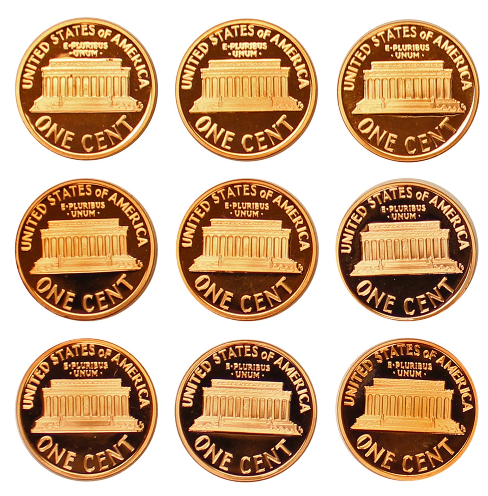 2000-2008 Proof Lincoln Memorial Cent Run 9 Coin Set