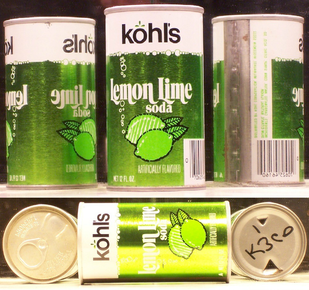 Kohl's Lemon Lime Soda Pop 12-ounce A/F Can Milwaukee Wisconsin Sc284 1+