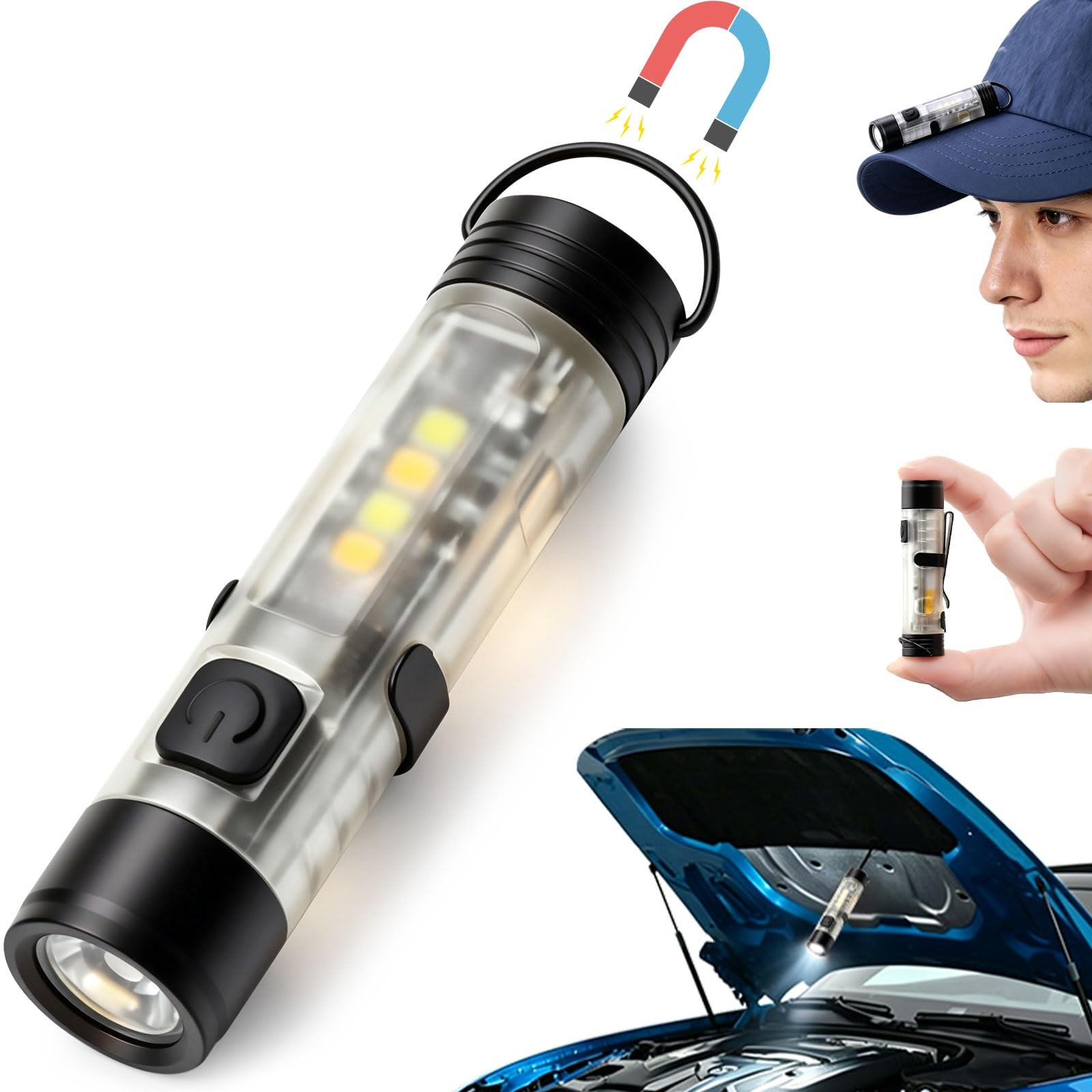 Mini EDC Rechargeable Keychain Flashlight, 2.54 inches × 0.61 inches, Black