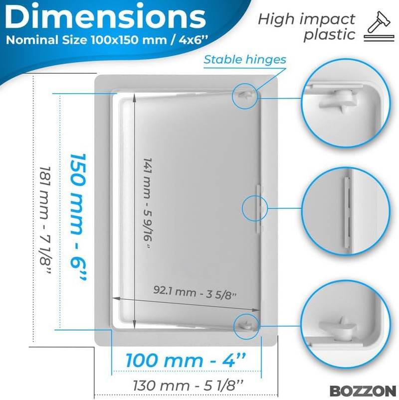Access Panel for Drywall - 4 X 6 Inch - Wall Hole Cover - Access Door - Plumbing