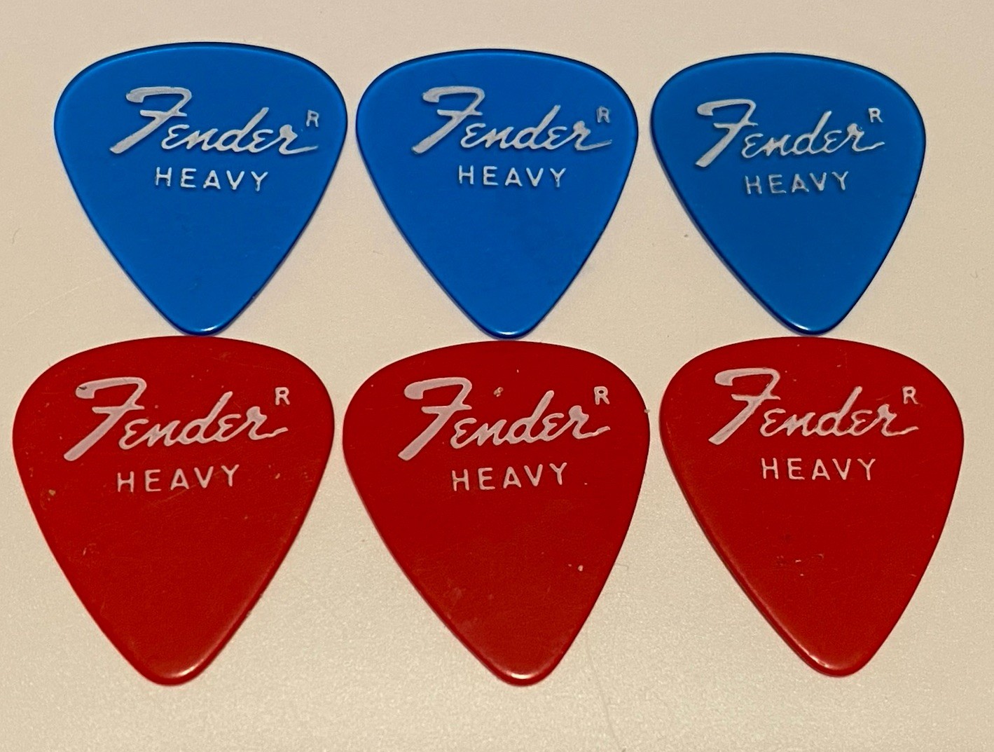 Vintage Guitar Picks-1970’s Fender 351 HEAVY Blue &Red- Uncircled R-Lot of 6-NOS