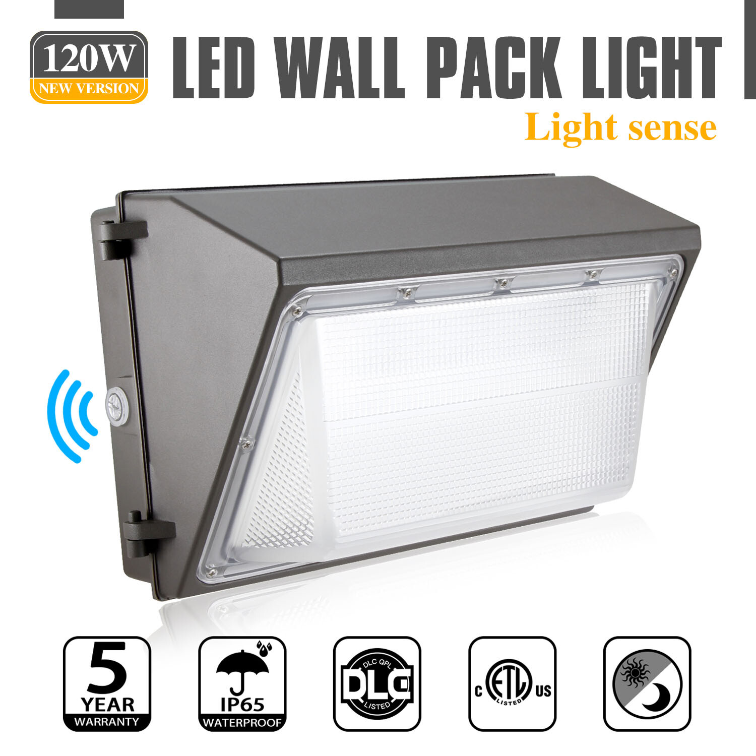 120W LED Wall Pack Light Dusk to Dawn Commercial Outdoor Security Lighting 5000K