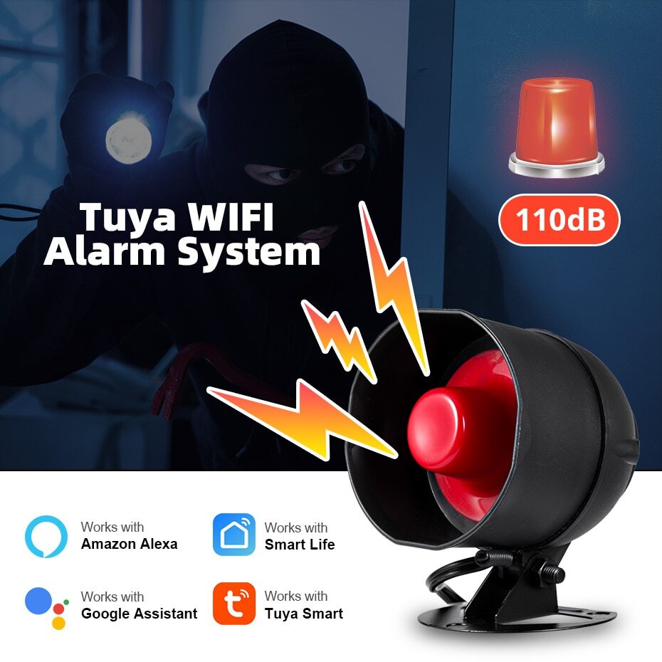 110dB WiFi Smart Home Security Alarm Kit Door Window Sensor System Alexa