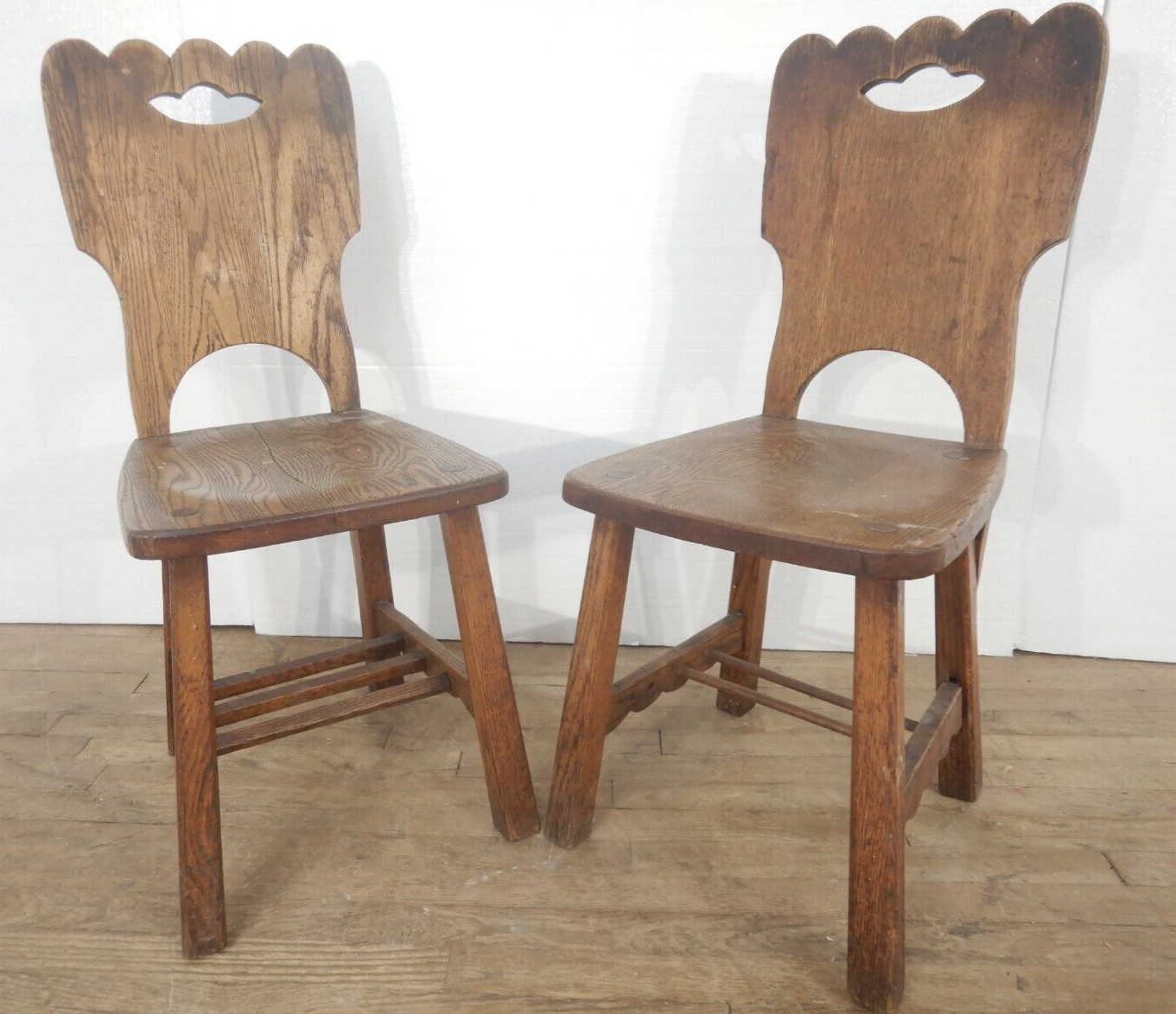 Pair of Mission Arts & Crafts  Oak Wood Cottage Chairs