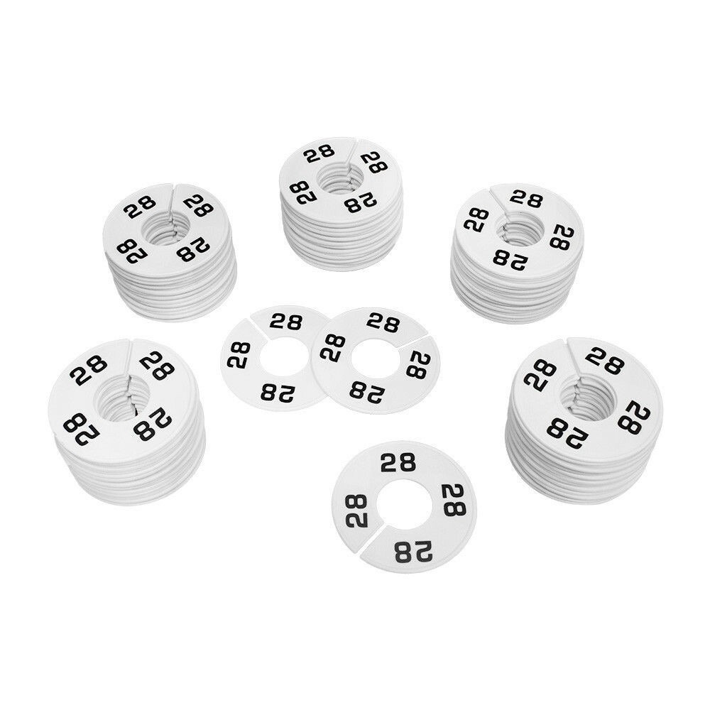 10 PC 3-1/2" Clothing Rack Size 28 Dividers Hangers White Plastic Round