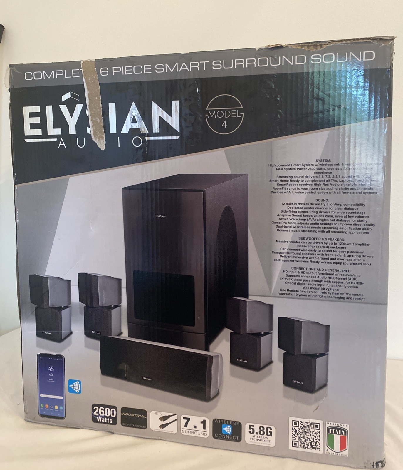 Elysian Audio Model 4 Home Theater System Complete 6 Piece Set Open Box