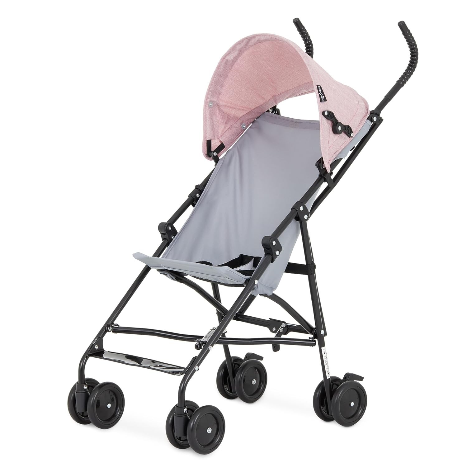 Compact Pink Stroller, 1-Hand Fold | 3-Point Safety Harness