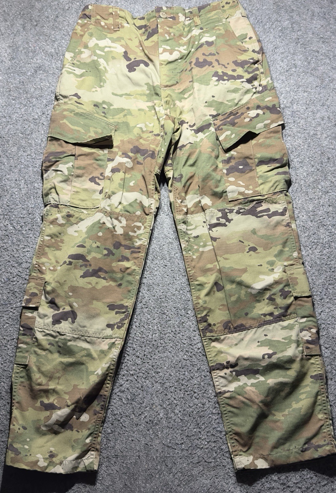 Army Combat Ripstop Pants Unisex 34x33 Camouflage Double Cargo Pockets Flybutton