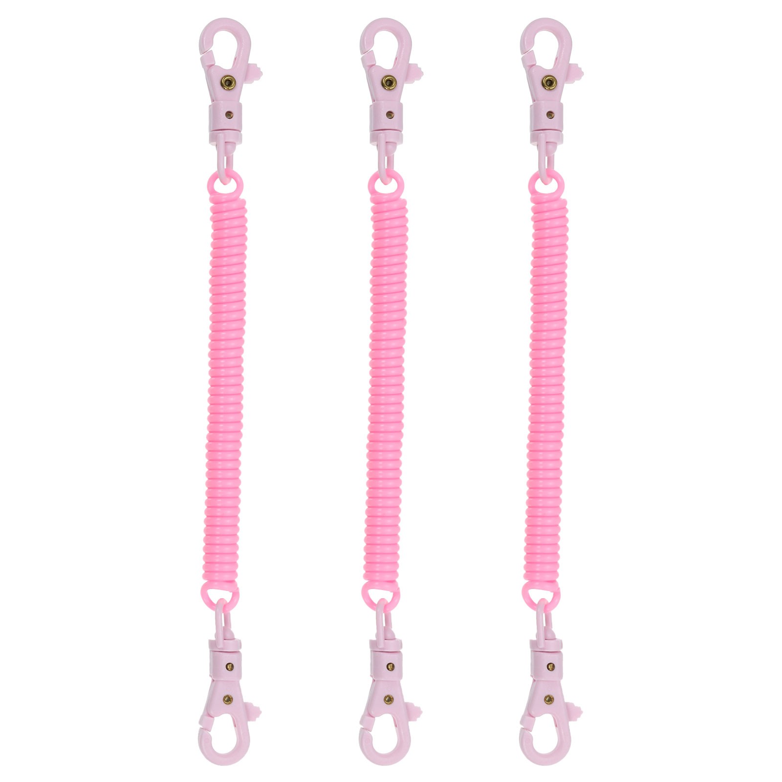 3pcs Retractable Coil Springs Keychain with Plastic Lobster Clasp Pink