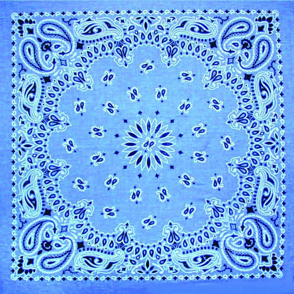 USA-Made Chambray Blue Paisley Bandana - 22"x22" Classic Style with Hanging Tag