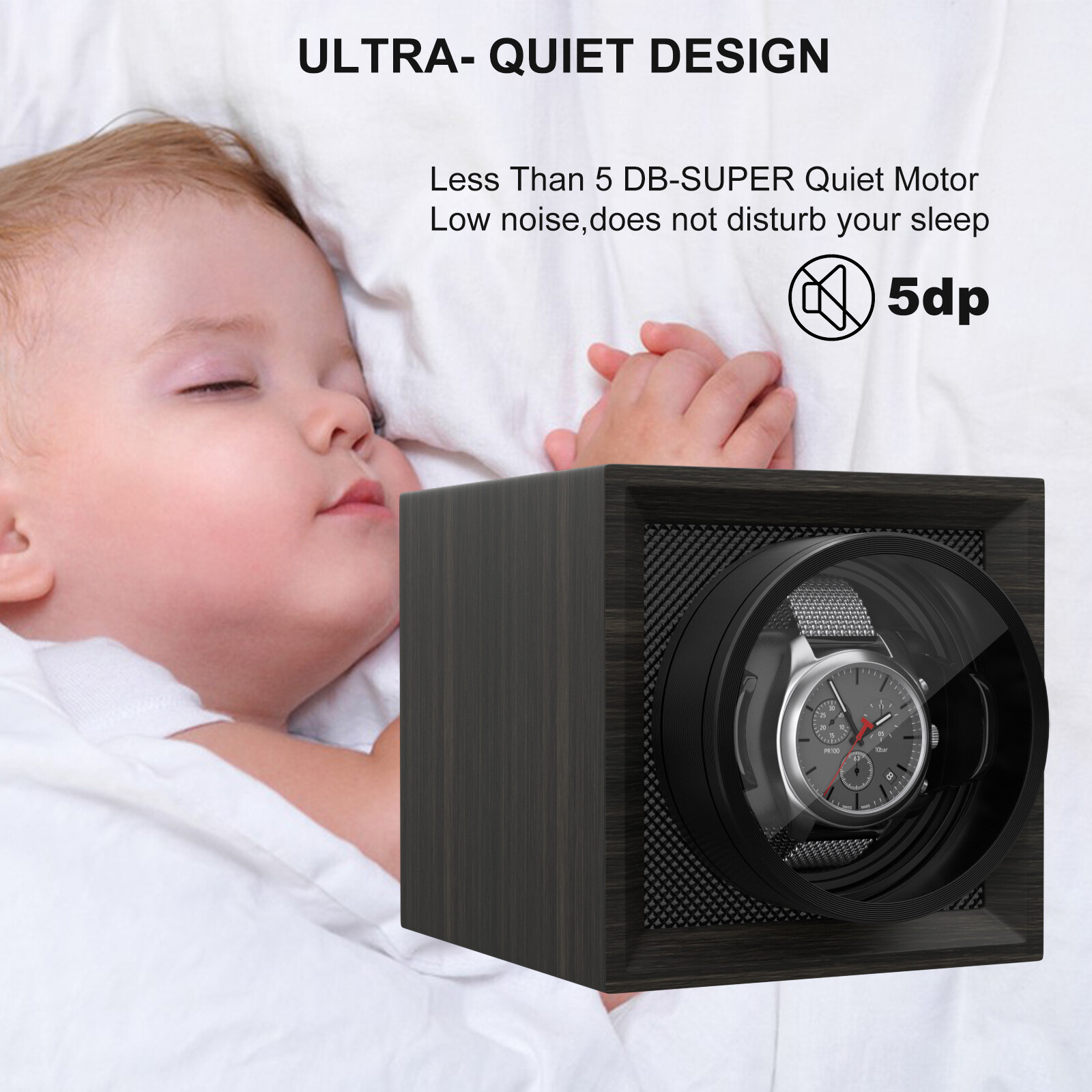 Automatic Single Watch Winder Box Display Storage Case Quiet Mabuchi Motor Gift
