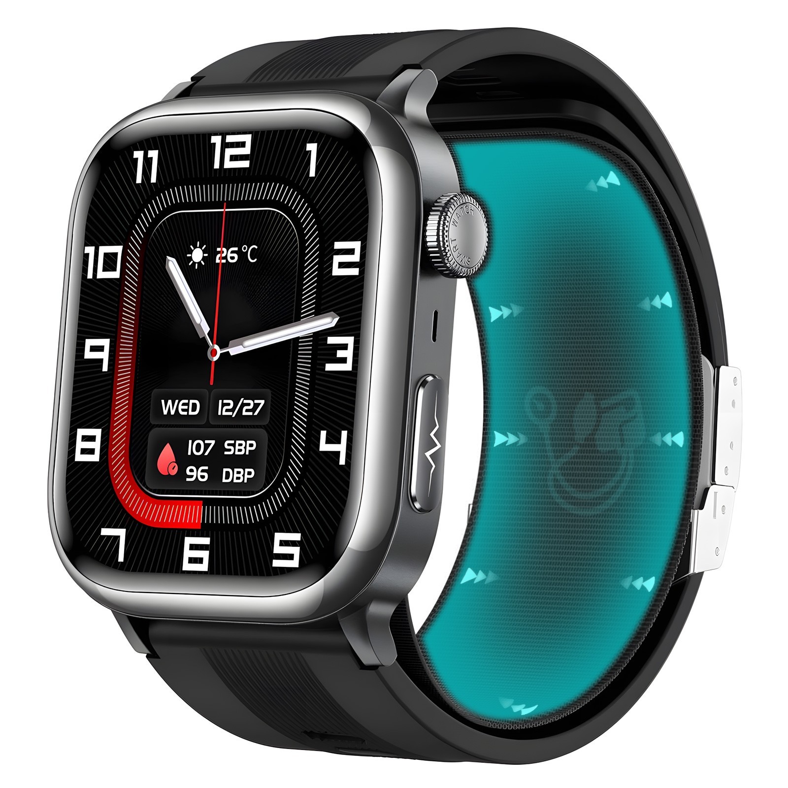 Kuzney TK66 Bluetooth Smartwatch Health Monitor Watch Fitness Tracker Black