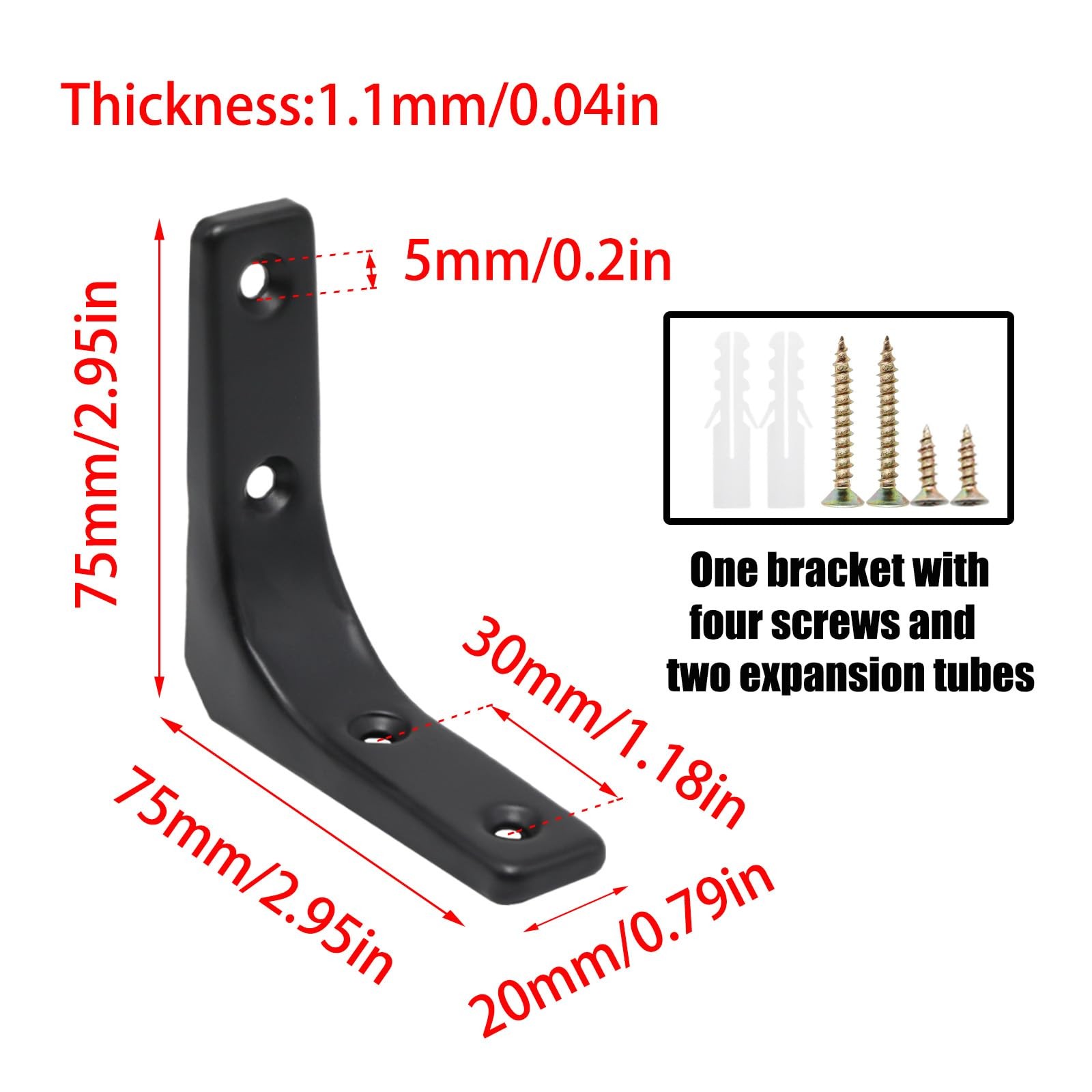 16pcs Heavy Duty L Brackets, 3 Inch Black Angle Bracket, Wall Shelf Bracket 9...