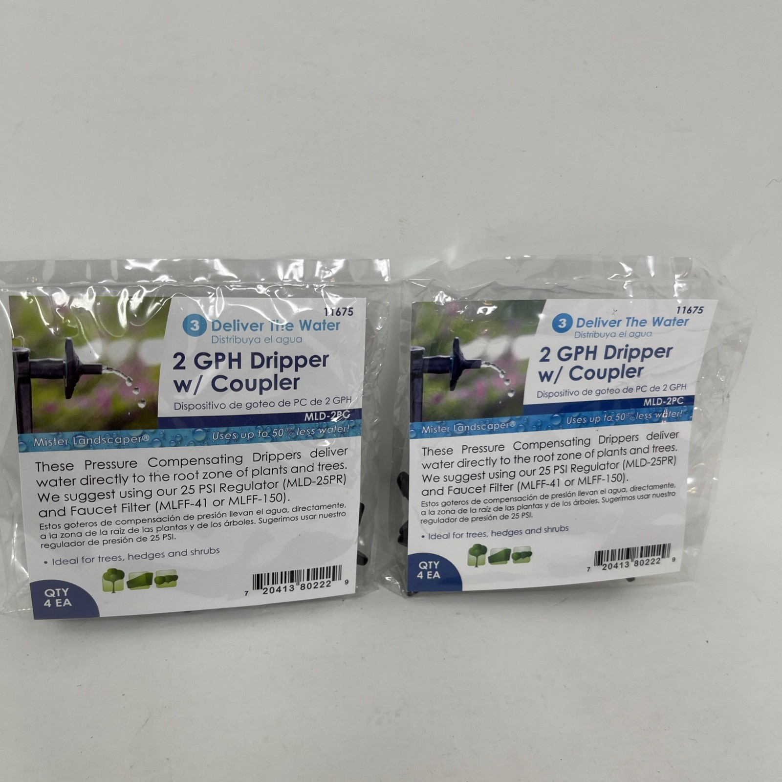 Mister Landscaper 2 GPH Dripper With Coupler MLD-2PC -2 Packs,4 Of Each Per Pack