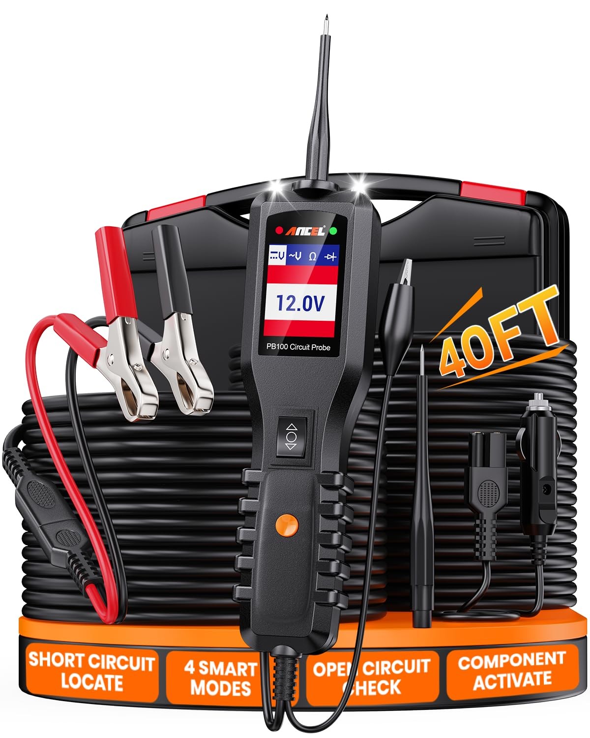 ANCEL PB100 Automotive Power Circuit Probe, 12-24 VDC Car Compact, BLACK