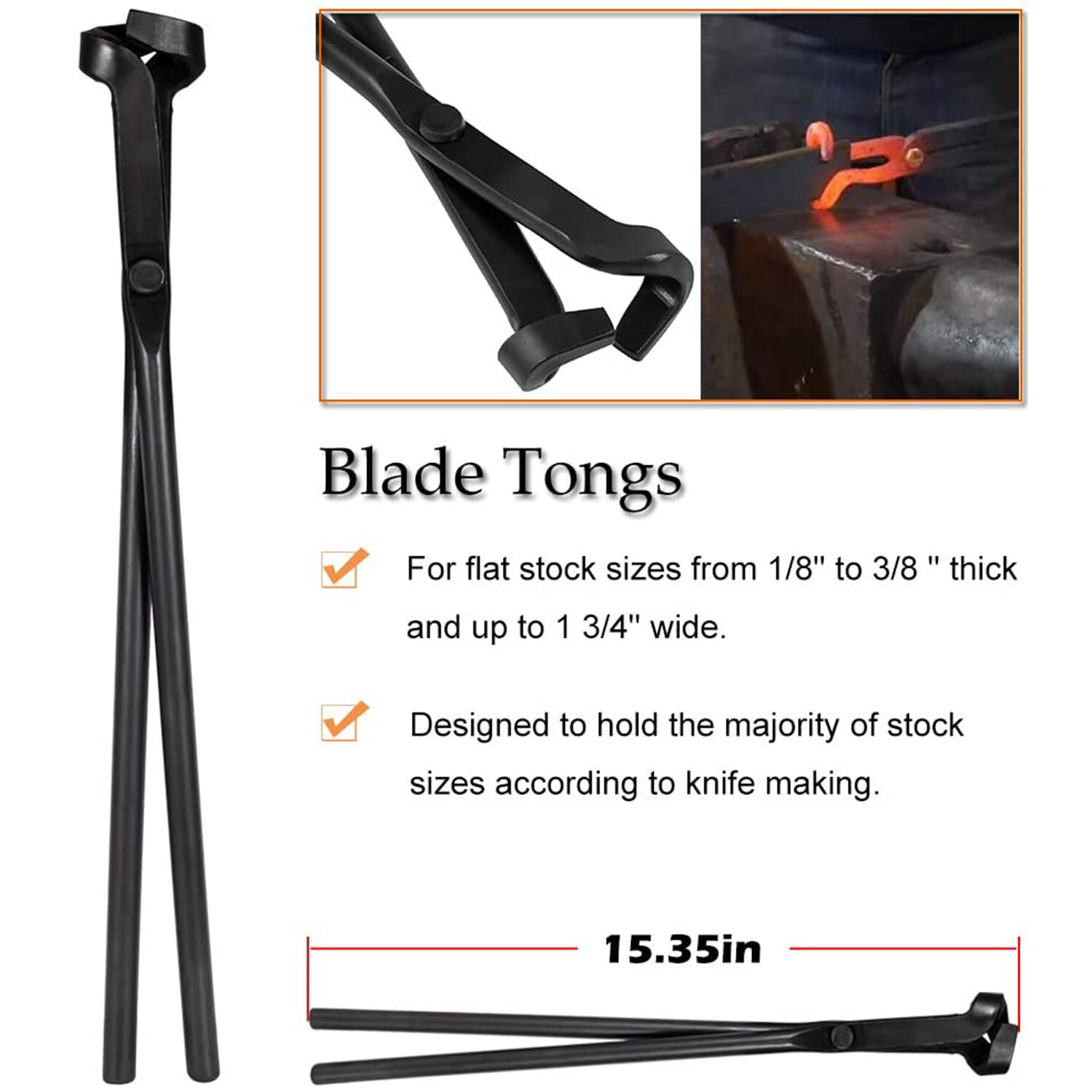 5PC Knife Making Blacksmith Tongs Bladesmith Hand Tool Set Anvil Vise Forge Flat