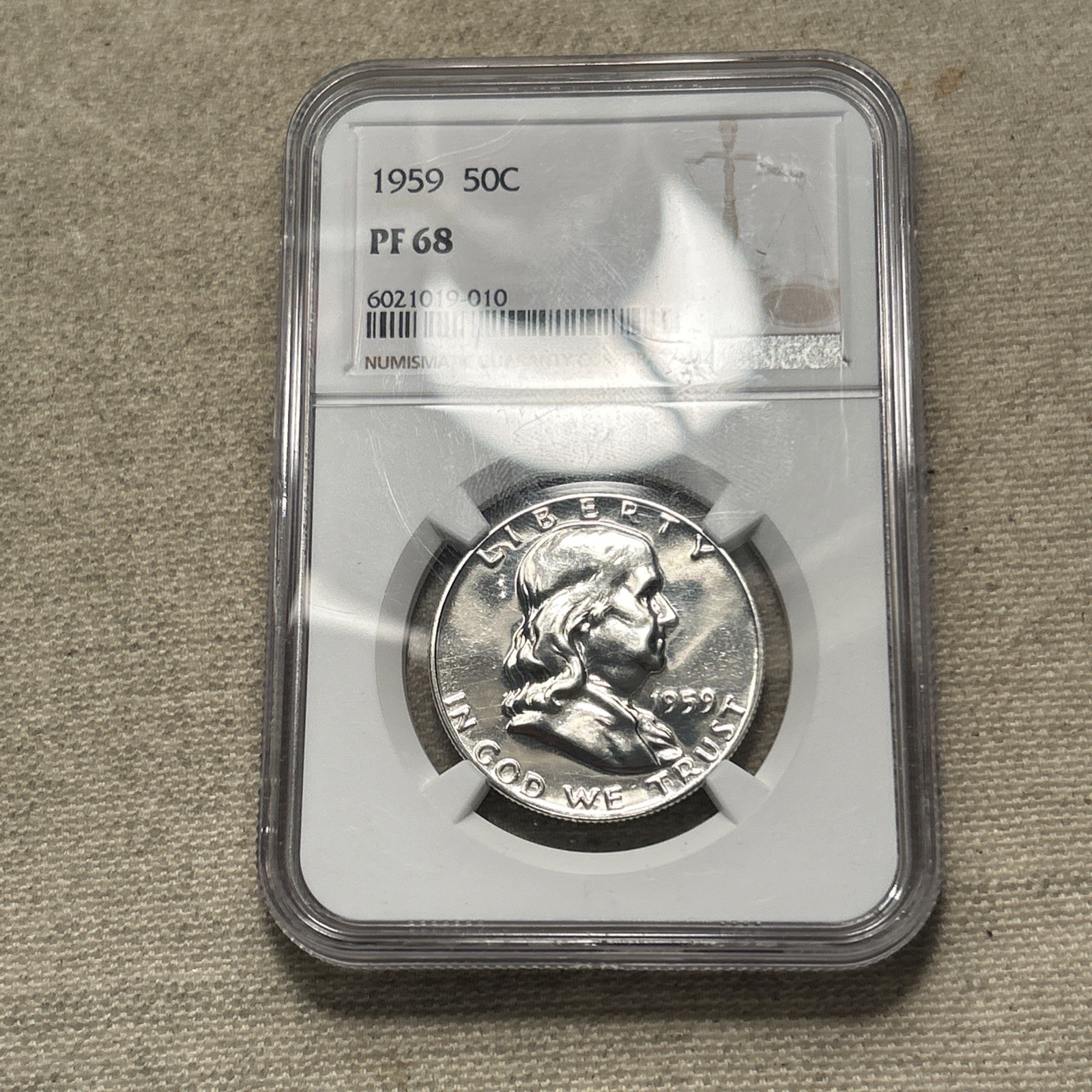 1959 50C Proof Silver Franklin Half Dollar NGC Graded PF 68 JY A024