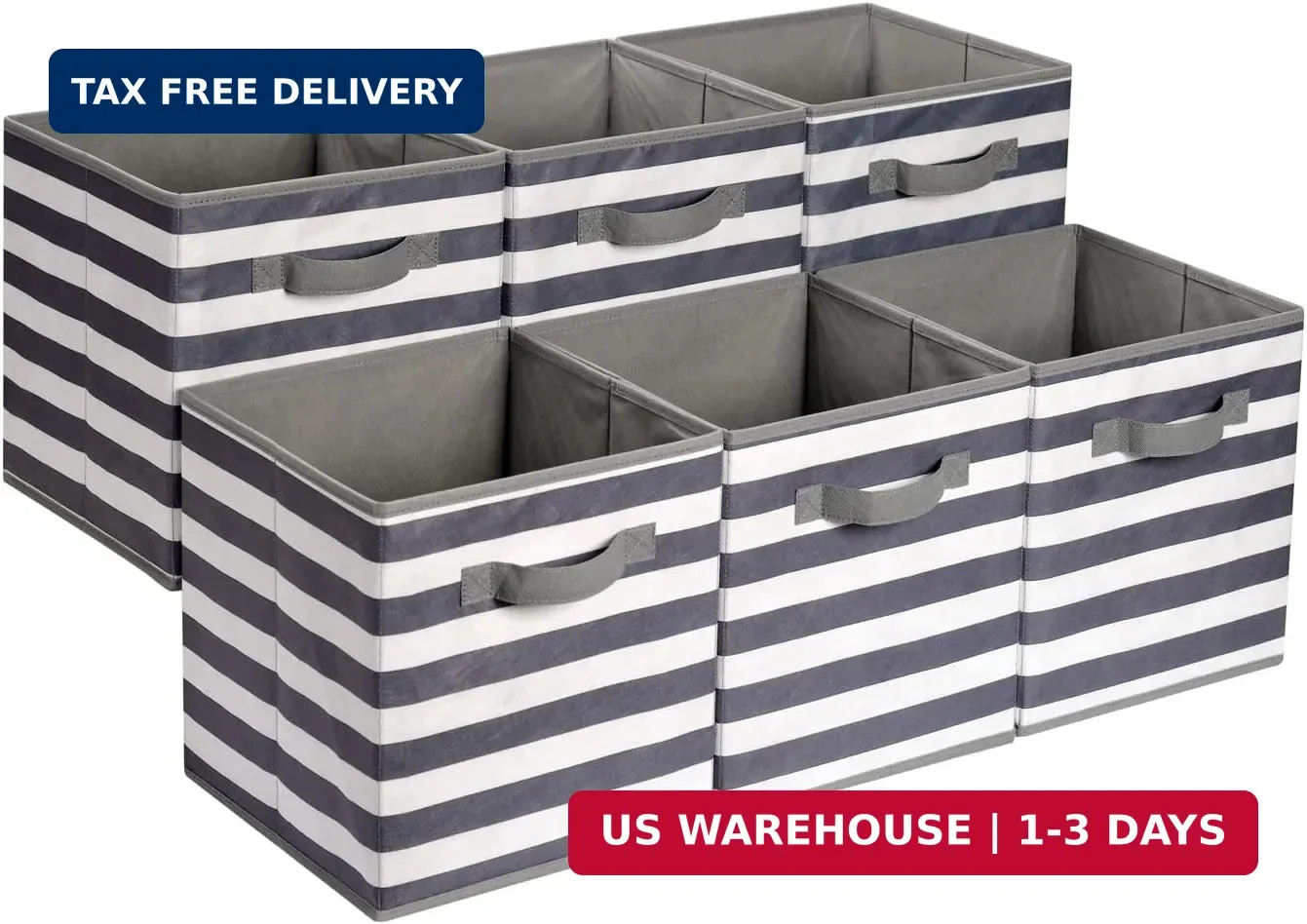 Amazon Basics Collapsible Fabric Storage Bins with Handles, Cube Organizer for H