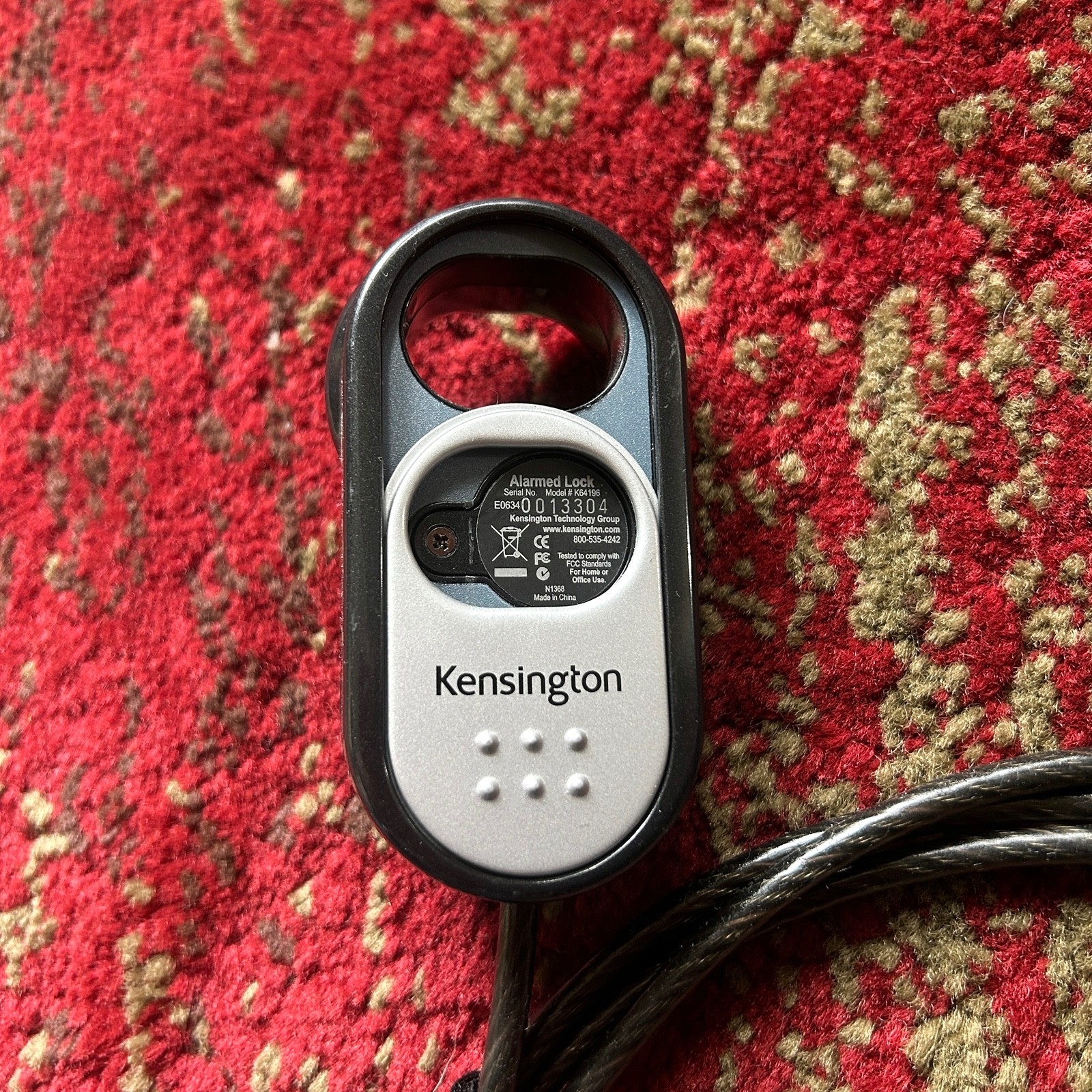 Kensington 6 Ft MicroSaver Alarmed Laptop Computer Peripheral Cable Lock K64196